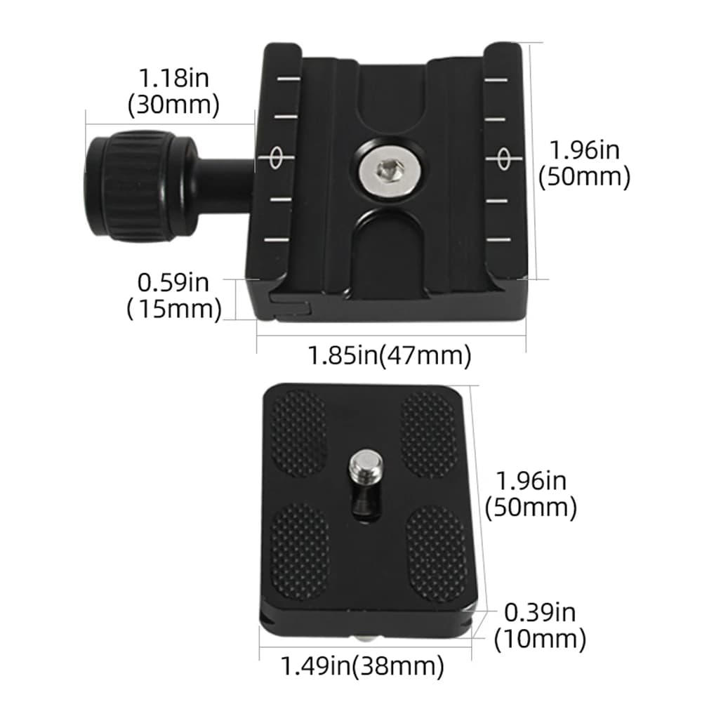 50MM Camera Clamp Quick Release Clamp Tripod Ball Head Mount Adapter Portable Stand Clamp Compatible with Arca Swiss Plate