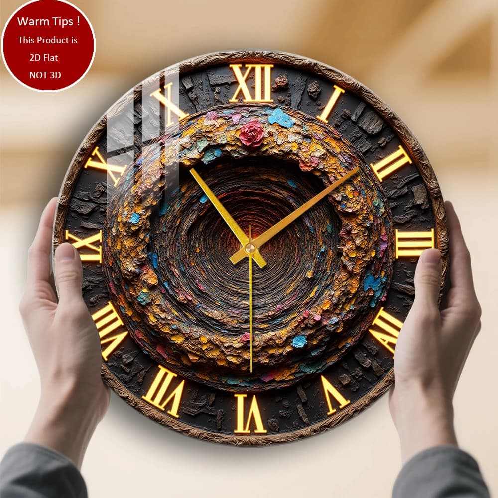 Orologio da parete in vetro temperato Orologio a spirale con rosa adatto per decorazioni murali o display da tavolo ovunque