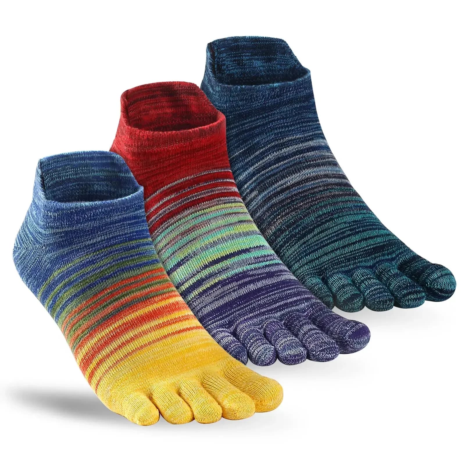 Calzini con punta per donna uomo Calzini colorati da corsa alla caviglia/equipaggio Calzini a cinque dita in cotone (3-6 paia)