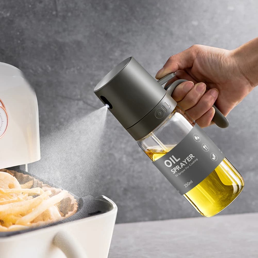 Spruzzatore di olio d'oliva da 250ML contenitori versatili per salsa di soia flaconi Spray riutilizzabili antiruggine per friggitrice ad aria cottura alla griglia