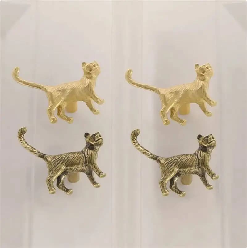 Manopole per mobili vintage per gatti Maniglie per animali gattino in ottone per cucina Porta per armadietto del vino Guardaroba Armadio Maniglie per cassetti