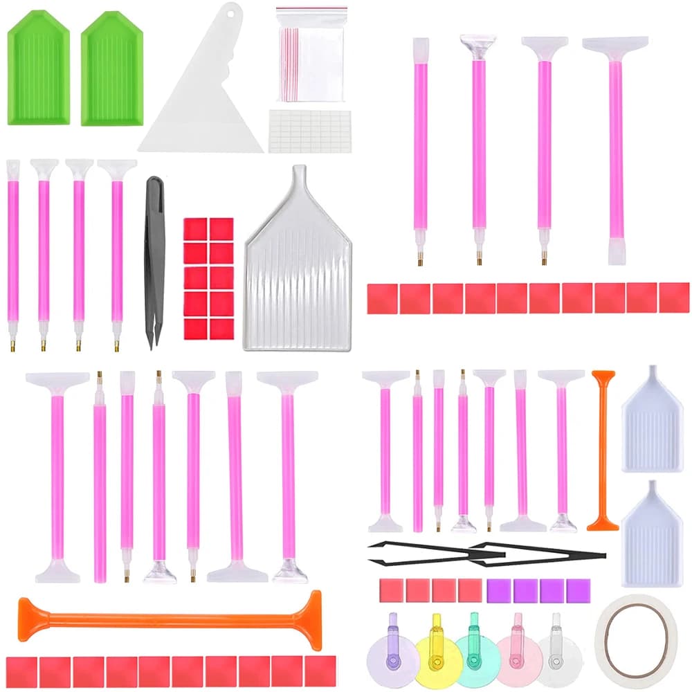 5D Diamond Art Painting Embroidery Art Pen Kit Set Wheel Adhesive Tape Tweezers Glue Clay Wax Trays Make Art Craft Accessories