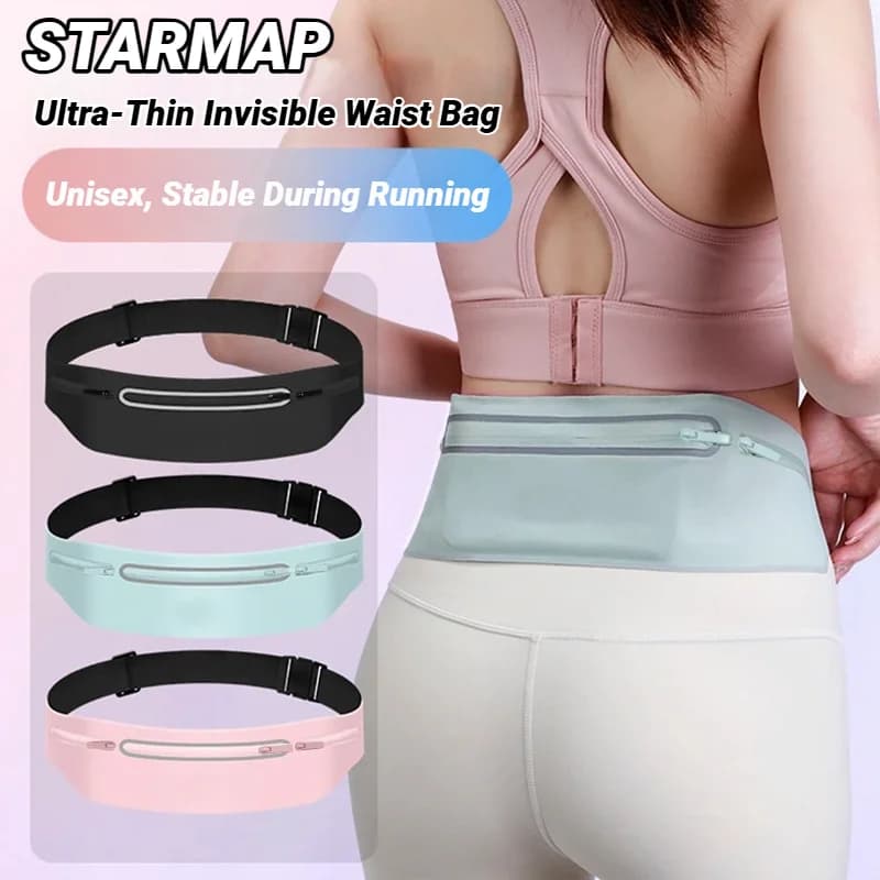 Marsupio Impermeabile da Corsa con Cintura Regolabile, Borsa Sottile Portatile per Uomo e Donna, per Jogging, Palestra, Sport, Porta Cellulare e Portafoglio