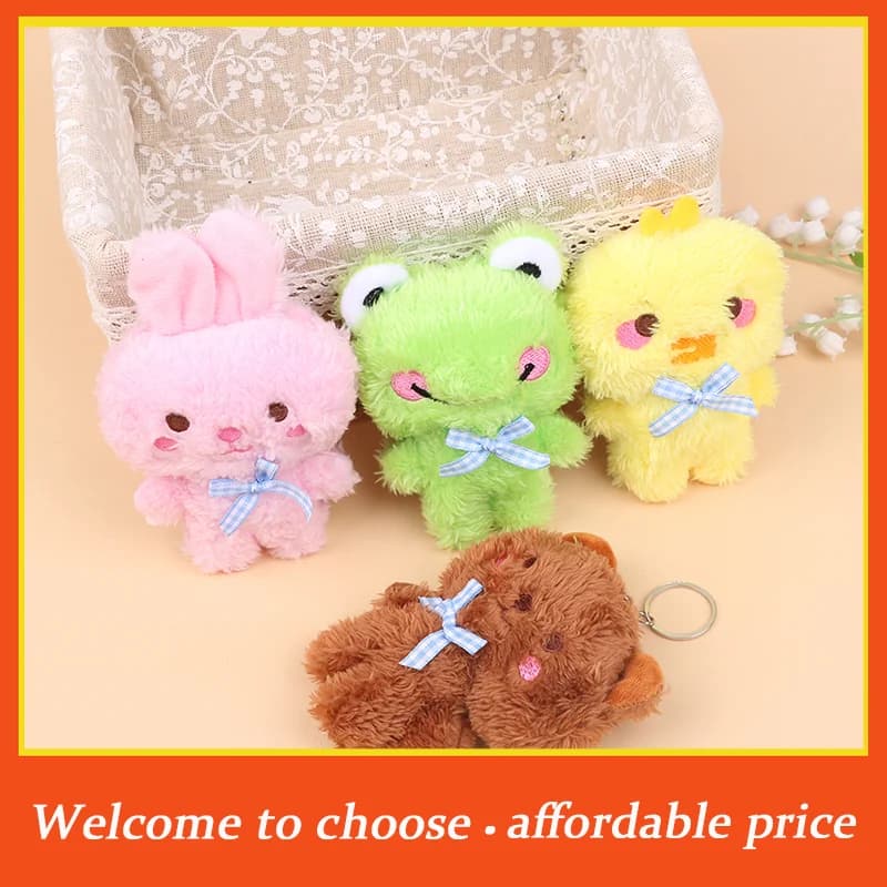 Nuovo Portachiavi Decorativo in Peluche a Forma di Animale Cartone Animato, 1 Pezzo, Mini Orsetto, Coniglio, Rana, Pollo