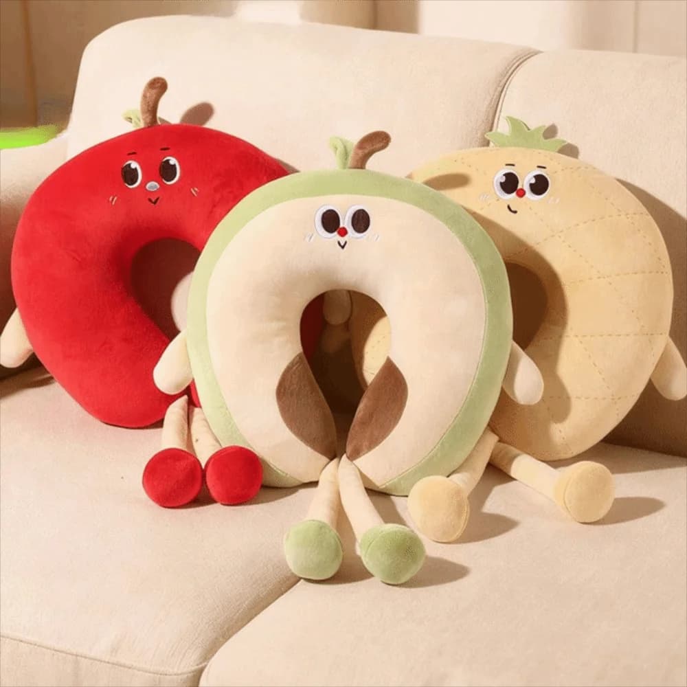 Cuscino da Viaggio Portatile a Forma di Frutta Cartoon, Morbido Cuscino in Cotone PP, Soffice Cuscino a Lento Ritorno per Ufficio e Treno