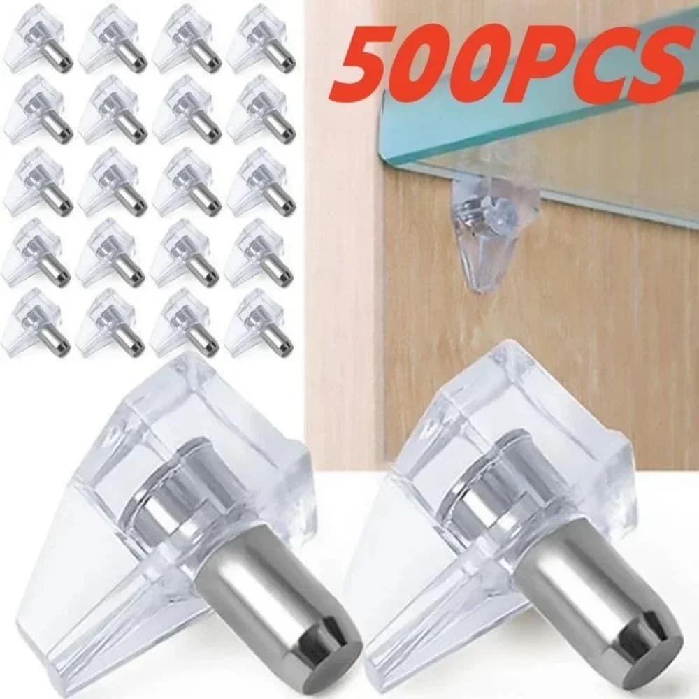 500/200/50/10PCS Transparent Shelf Rain Bags Metal Stand Separator Fixed Wardrobe Guards Glass Plates Support