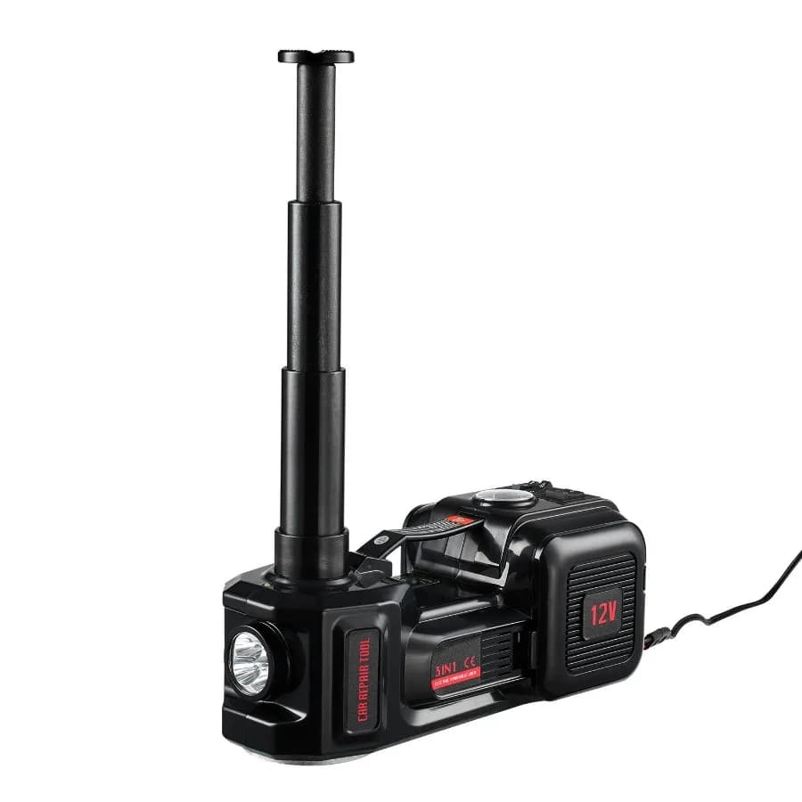 Martinetto Elettrico per Auto 5 Tonnellate/11000 lbs, Martinetto a Forbice Elettrico con Gonfiatore Integrato 12V per Cambio Pneumatici