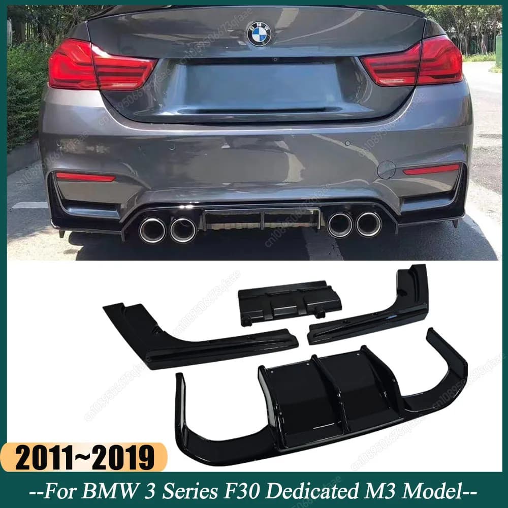 Car Rear Bumper Diffuser Lip Spoiler Splitter Plate Body Kit Tuning Auto Part For BMW 3 Series F30 Dedicated M3 Model 2011-2019