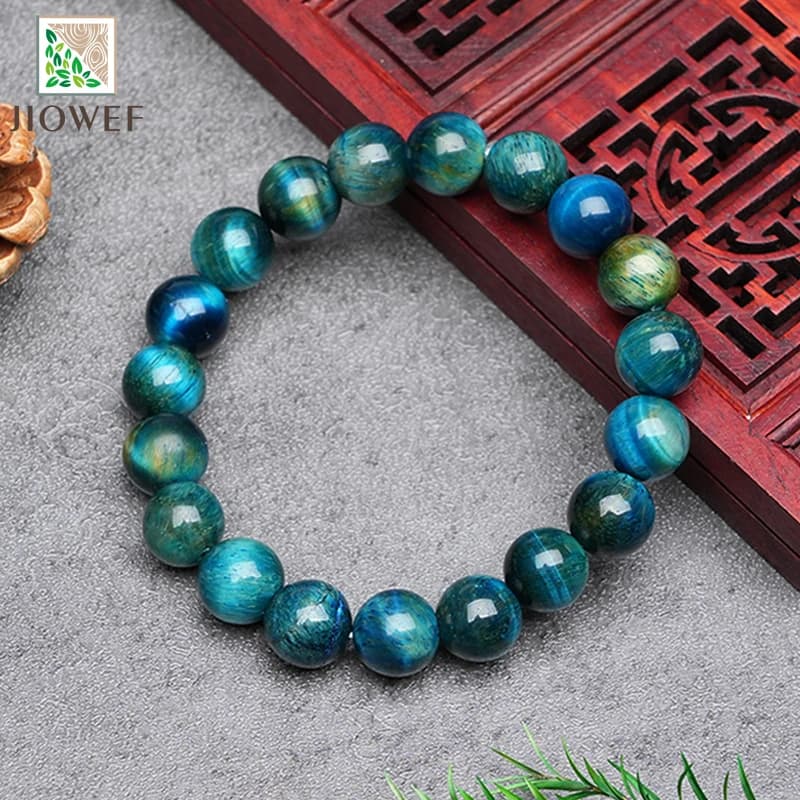 Peacock Blue Tiger Eye Bracelet Charms Luxury Fine Jewelry Couple Personalized Beaded Bangle Men Women Holiday Gifts 6/8/10/12mm