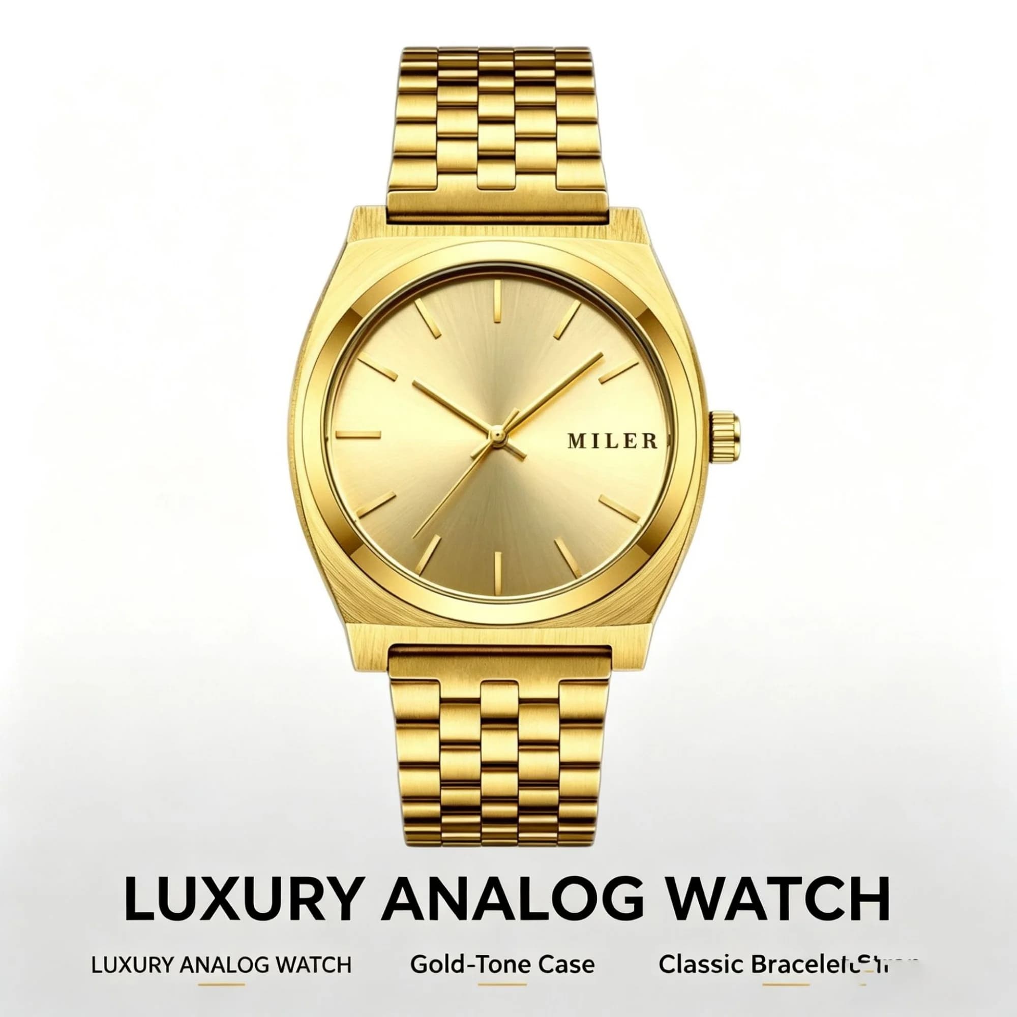 Men Gold Band Quartz Watch Minimalist Round Dial Luxury Business Casual Male Dress Watch Vintage Elegant Daily Holiday Gift