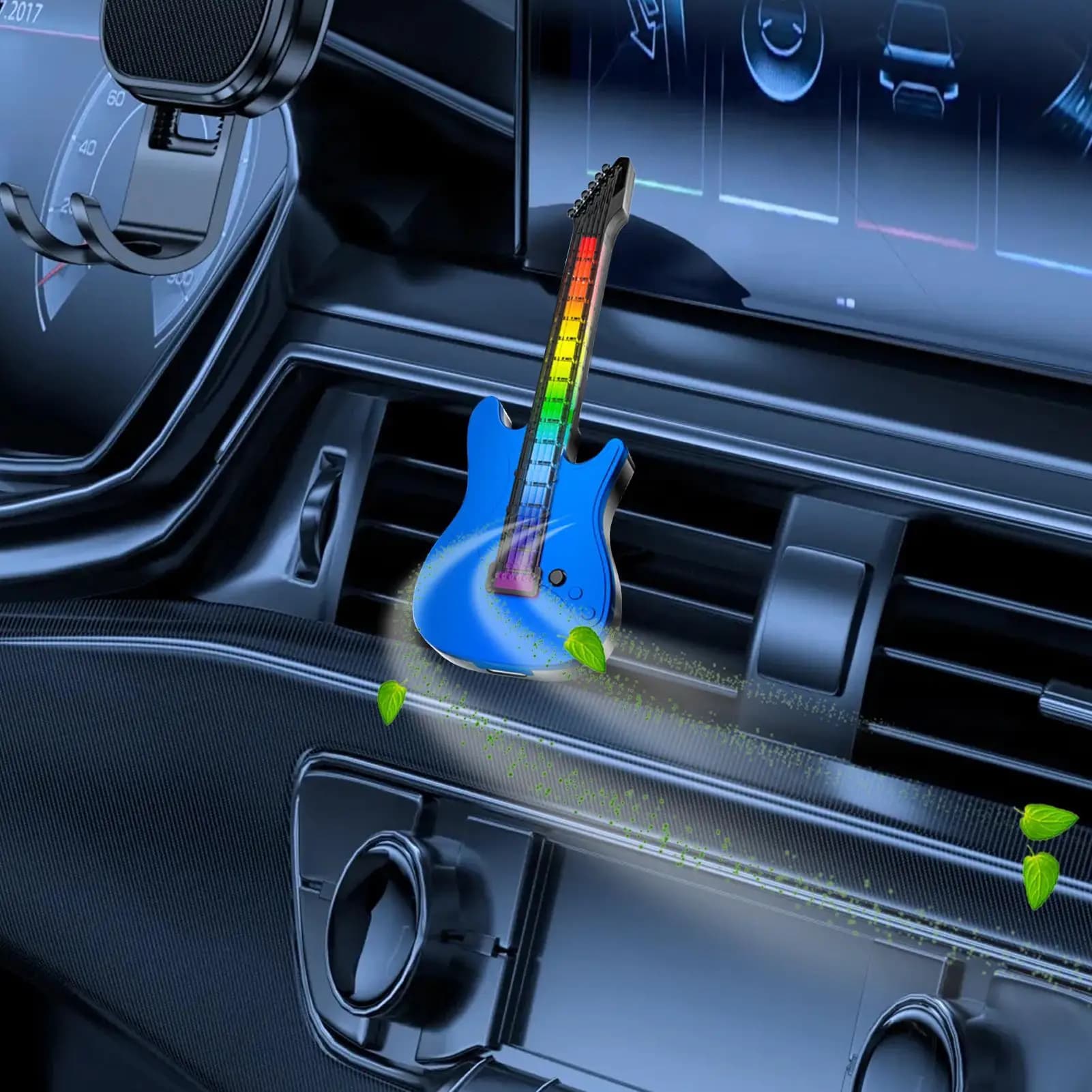 Car aromatherapy diffuser Car fragrance diffuser with atmospheric light Deodorant for small guitar-shaped automotive environments