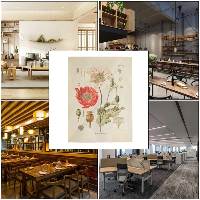 A23P 3Pcs Flower Tapestry Wall Hanging Wildflower Plant Floral Tapestry Chart Small Tapestry For Bedroom Living Room
