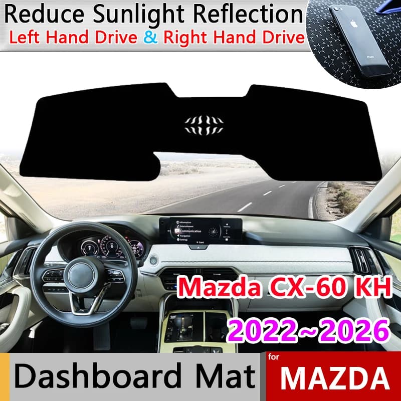 Tappetino Copri Cruscotto per Mazda CX-60 KH 2022~2024 2025 2026 CX60, Antiscivolo, Parasole, Tappeto, Cuscino, Accessori