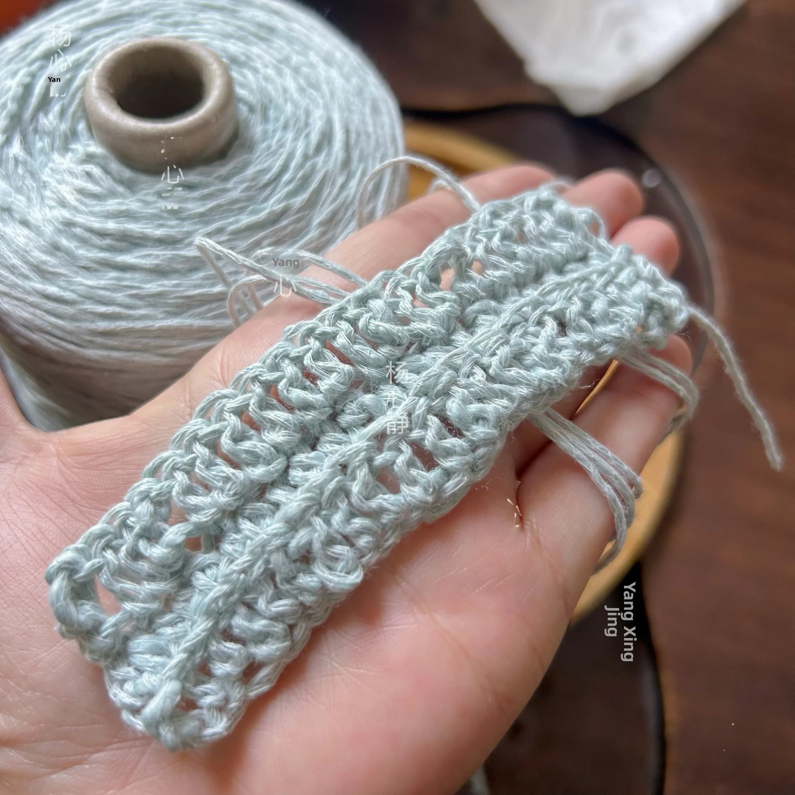 Water Blue Pure Cotton Yarn 500g Price Hand Knitted Lace Bag Dolls Ribbon Stuffing Thick Thread No 3 for Clothing Fabric