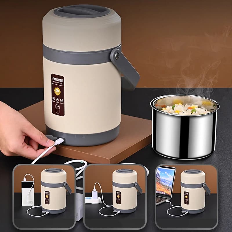 Scatole per il pranzo riscaldate elettriche USB Contenitore per scaldavivande in acciaio inossidabile Barattolo termico per scatole termiche per alimenti caldi per ufficio scolastico