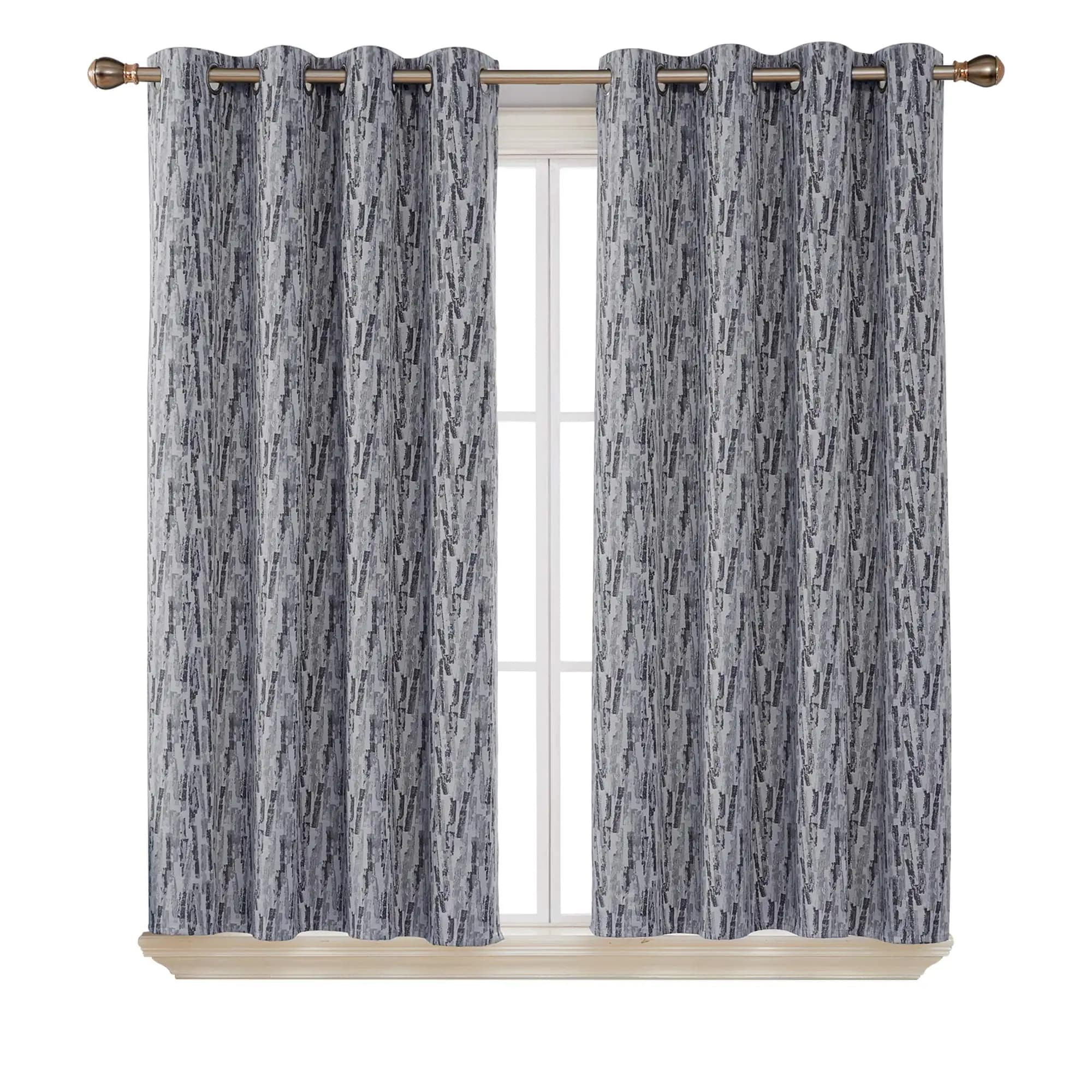 Deconovo Set of 2 Panels Watercolor Graffiti Foam Coated Blackout Curtains with 8 White Grommets, Room Darkening Window Drapes, No Tiebacks
