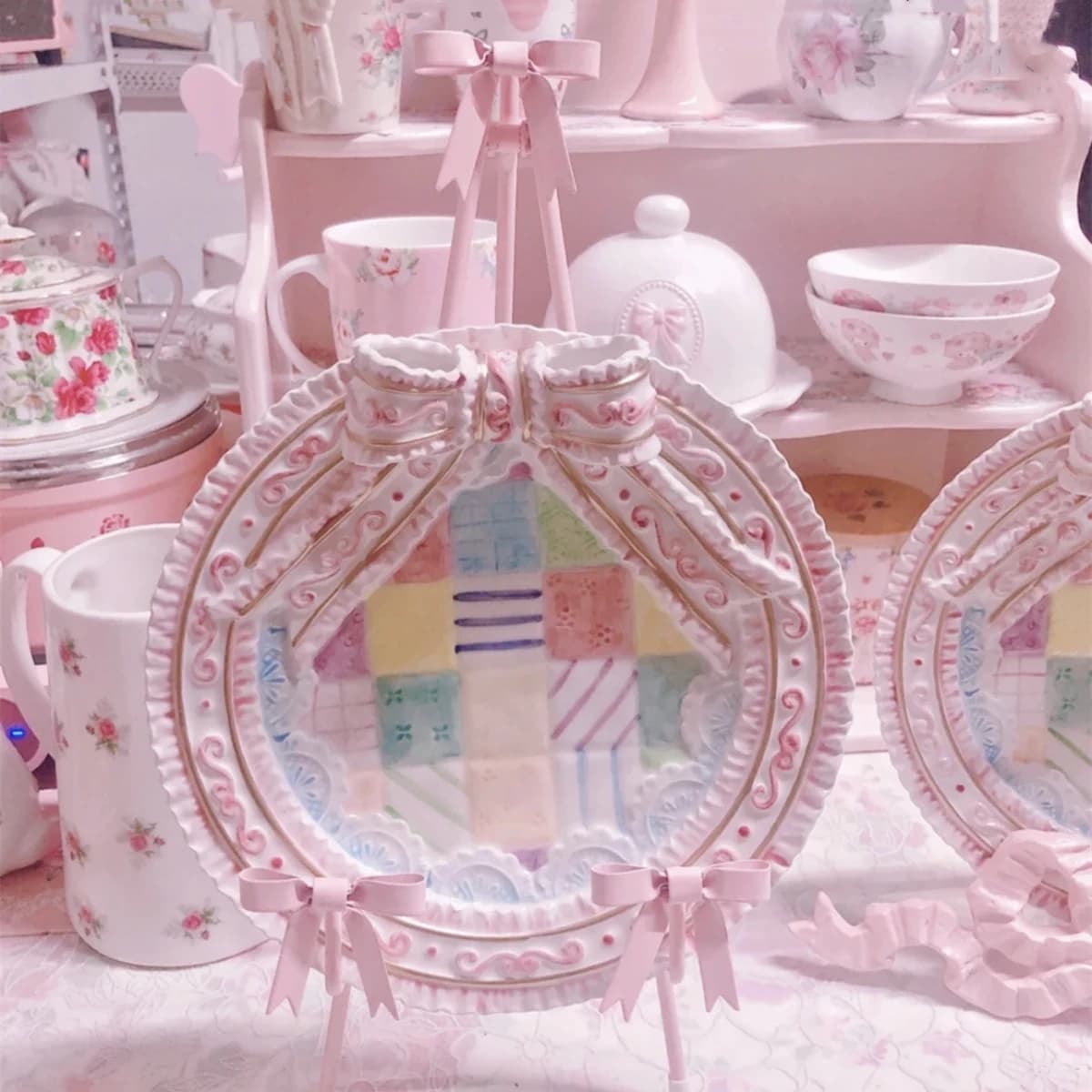 Espositore Pink Bown, supporto da cavalletto per cornice, piatto decorativo, foto di libri, espositore antiscivolo, ripiano per Rack, casa D