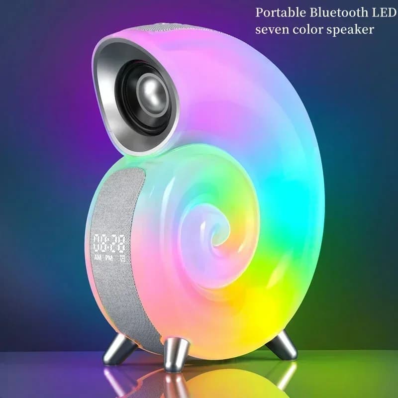 Altoparlante Bluetooth wireless con subwoofer ad alta potenza, cassa audio con luce notturna a LED colorata, console da tavolo, piccolo e portatile A