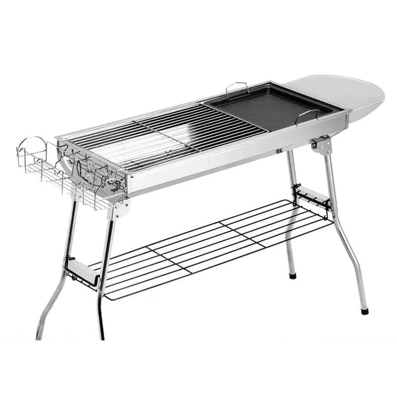 Large Folding Charcoal Barbecue Grill Outdoor Camping Stove Heavy Duty Stainless Steel Portable Roaster for Home Patio Picnic