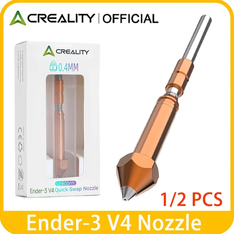 1/2 Pezzi Ugello Originale Creality Ender 3 V4, Design Interamente in Metallo Anti-Intasamento a Flusso Liscio Integrato per Stampante 3D Ender3 V4