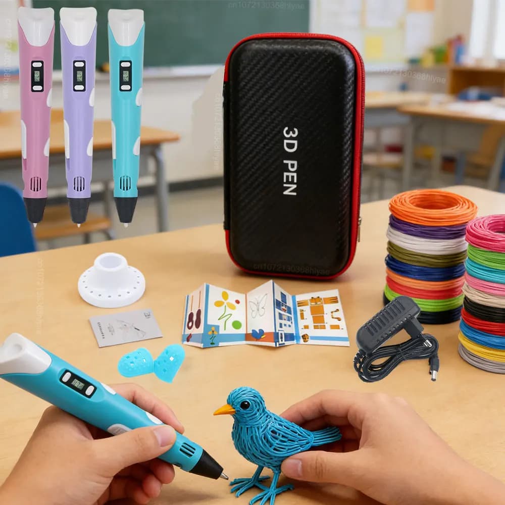 New 3D 2026 Printing Pen Set with LCD Display, Power Adapter, PLA Filament, Travel Box, Birthday Gift and Children Christmas Gift
