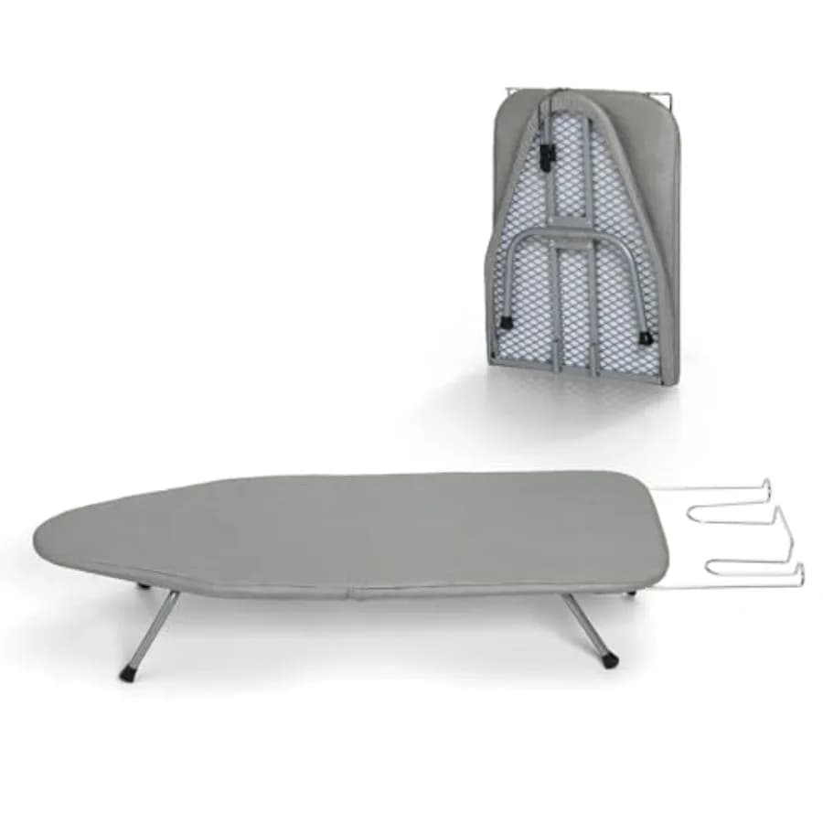 Asse da Stiro da Tavolo con Supporto per Ferro da Stiro, Asse da Stiro Pieghevole Piccola con Copertura Resistente al Calore, Mini Tavolo da Stiro Compatto per Dormitorio