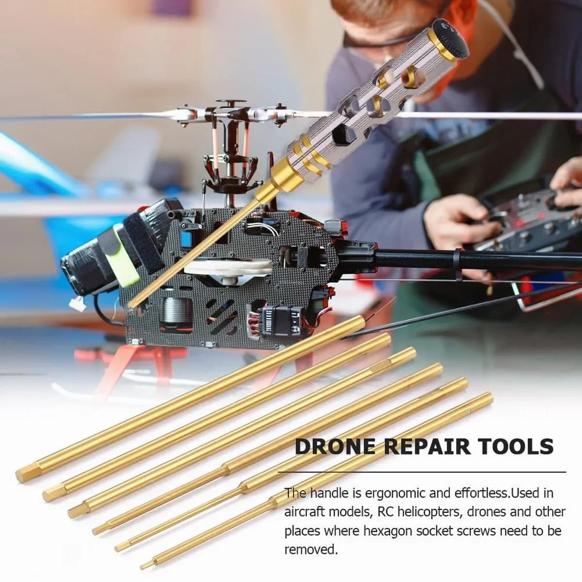Kit di Cacciaviti Esagonali con Punte da 0,9mm 1,27mm 1,5mm 2mm 2,5mm 3mm per Auto RC, Droni, Aerei, Elicotteri, Barche