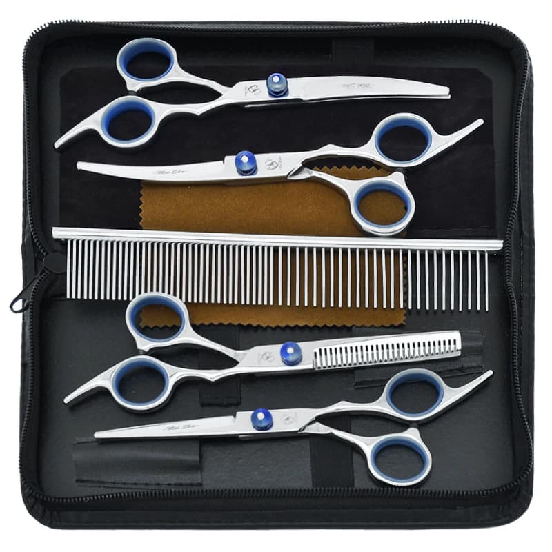 Meisha 6.0 "forbici professionali per toelettatura per animali domestici Set forbici dritte curve taglio cane gatto diradamento Tesoura per Groomer B0002A