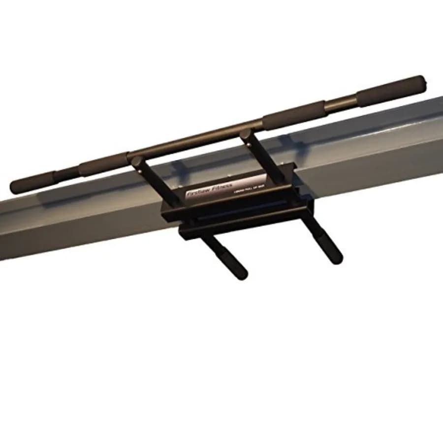 Home gym pull-up bar for ceiling mounting, steel I-beam construction, black finish, 600 LBS weight limit, straight-end design,