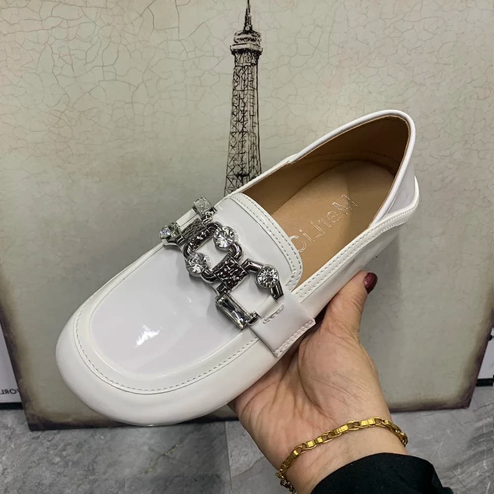 Mullers da donna in pelle verniciata Plus Size scarpe basse da donna mocassini da donna con strass di moda scarpe da donna firmate appartamenti Casual