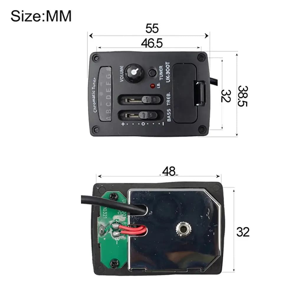 Pickup Piezo per Ukulele con Preamplificatore, Controllo Volume e Accordatore LED per Chitarra Acustica e Parti di Ukulele