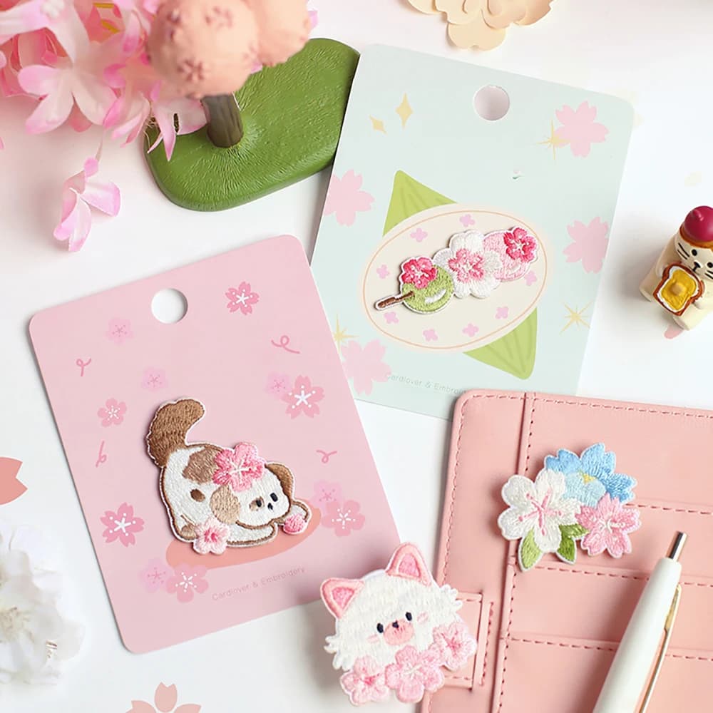 Toppa ricamata Sakura in un unico pezzo, applique autoadesiva fai da te per la decorazione di abbigliamento, borse per custodie per telefoni