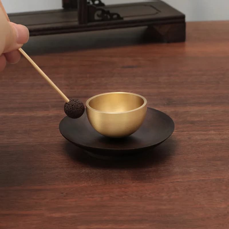 Mini Brass Singing Bowl for Sound Healing Meditation Stress Reduction Essential Oil Aroma Diffuser Copper Decorative Piece
