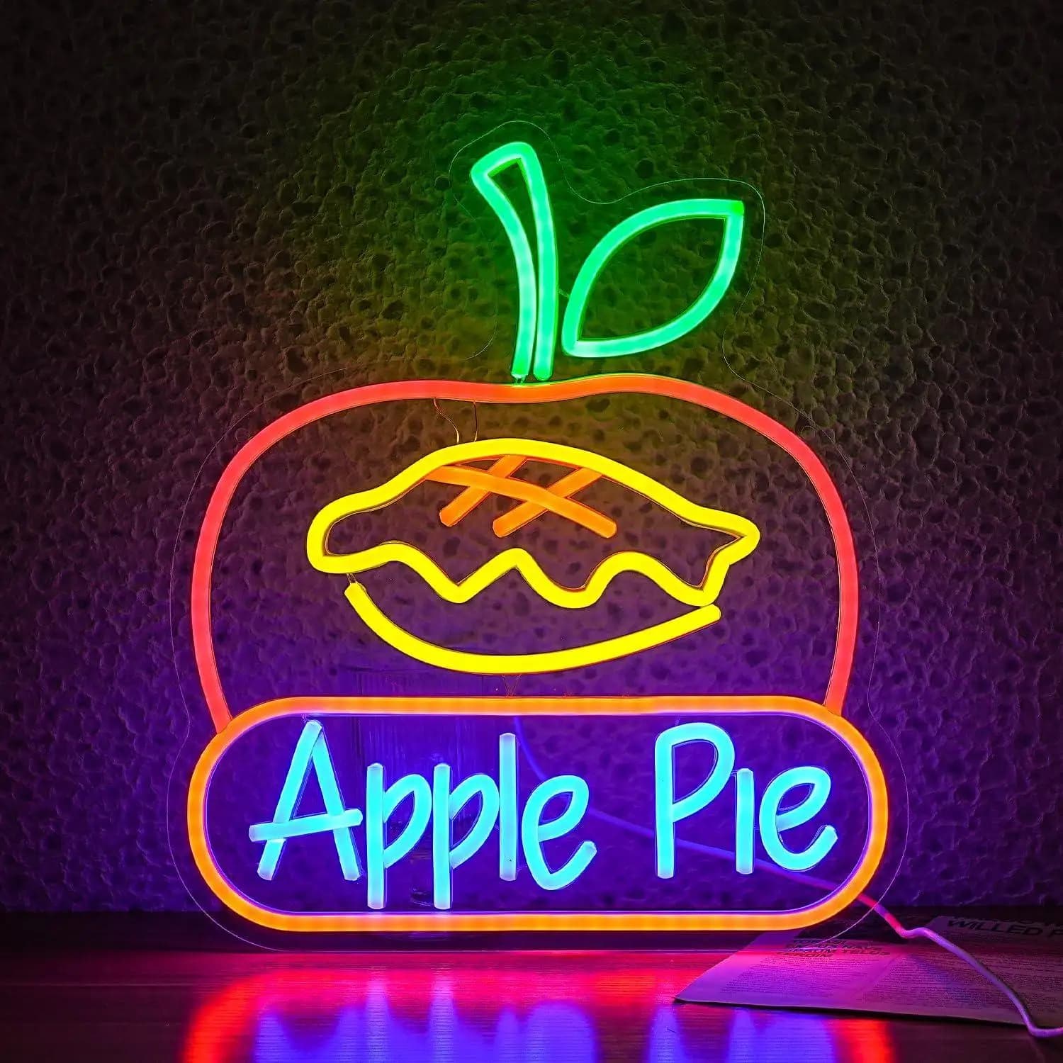 Insegna al Neon 'Torta alla Mela', Luci al Neon USB Dimmerabili per Pasticcerie, Gelaterie, Caffetterie, Negozi di Frutta, Decorazioni per Cucina