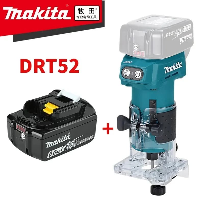 Nuovo Router Compatto a Batteria Makita DRT52 per Lavorazioni di Precisione, Multiuso per Bordi e Scanalature, 18V LXT