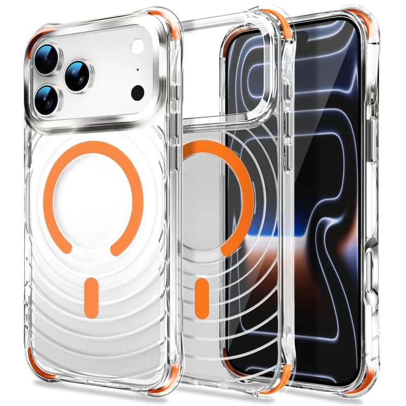 Original Water Ripple For Magsafe Magnetic Armor Phone Case For iPhone 17 16 15 14 Plus 13 12 Pro Max Clear Shockproof Cover