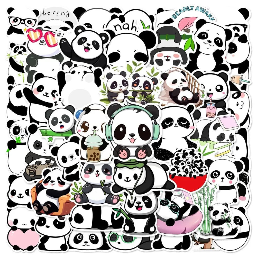 10/25/50 pezzi adesivi simpatico cartone animato panda per bagagli da viaggio fai da te notebook chitarra laptop telefono cancelleria bottiglia d'acqua