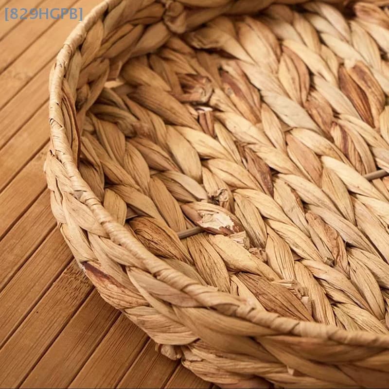 【HGPB】Rattan Wicker Basket Handwoven Fruit Tea Snack Bread Basket Cosmetic Round Storage Box Water Hyacinth Tray Jewelry Dish