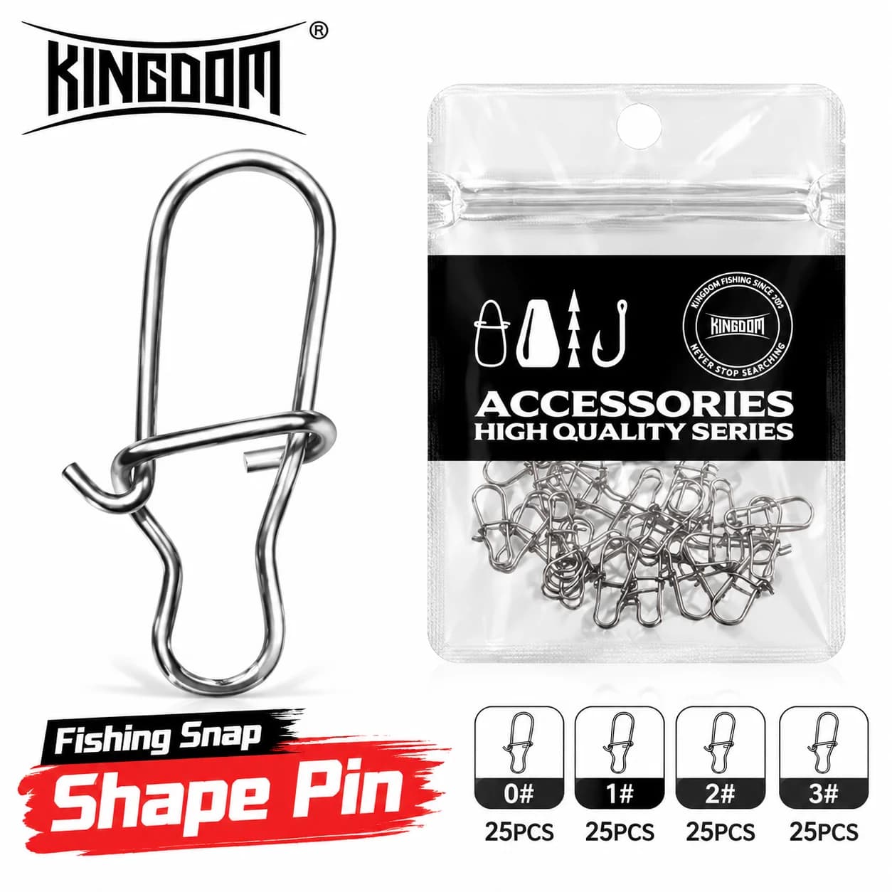 Kingdom 25pz D Snap Accessori per Esche da Pesca di Alta Qualità, Materiale in Acciaio Inossidabile Super Resistente, Attrezzatura da Pesca
