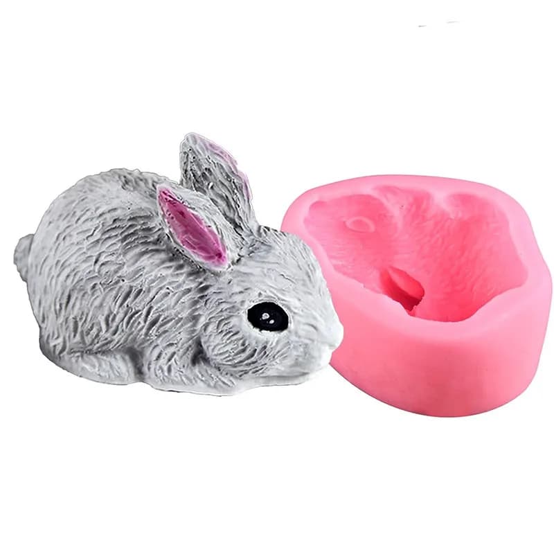 Stampo per sapone in silicone con coniglio 3D Giorno di Pasqua Forma di coniglietto Stampo per decorazione torta fondente Stampi per candele in silicone Gesso Argilla polimerica