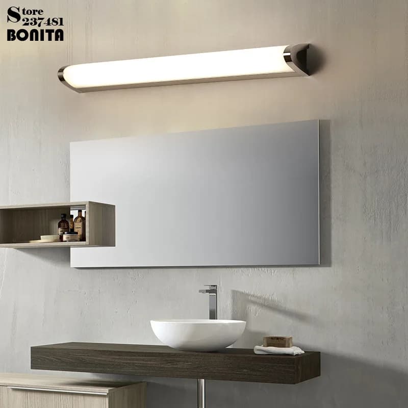 Luce di riempimento a LED in alluminio per armadietto a specchio, luce moderna per il trucco del bagno, lampada da parete in argento per balcone, corridoio, ingresso, camera da letto