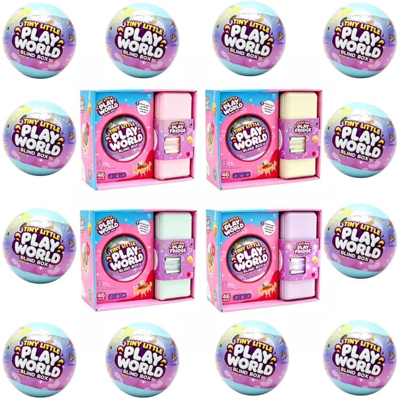 2026 New Mini Fridge Blind Box Toy Set Random Mini Food Models, Micro Table Chair Pretend Play,Creative Capsule Surprise Balls