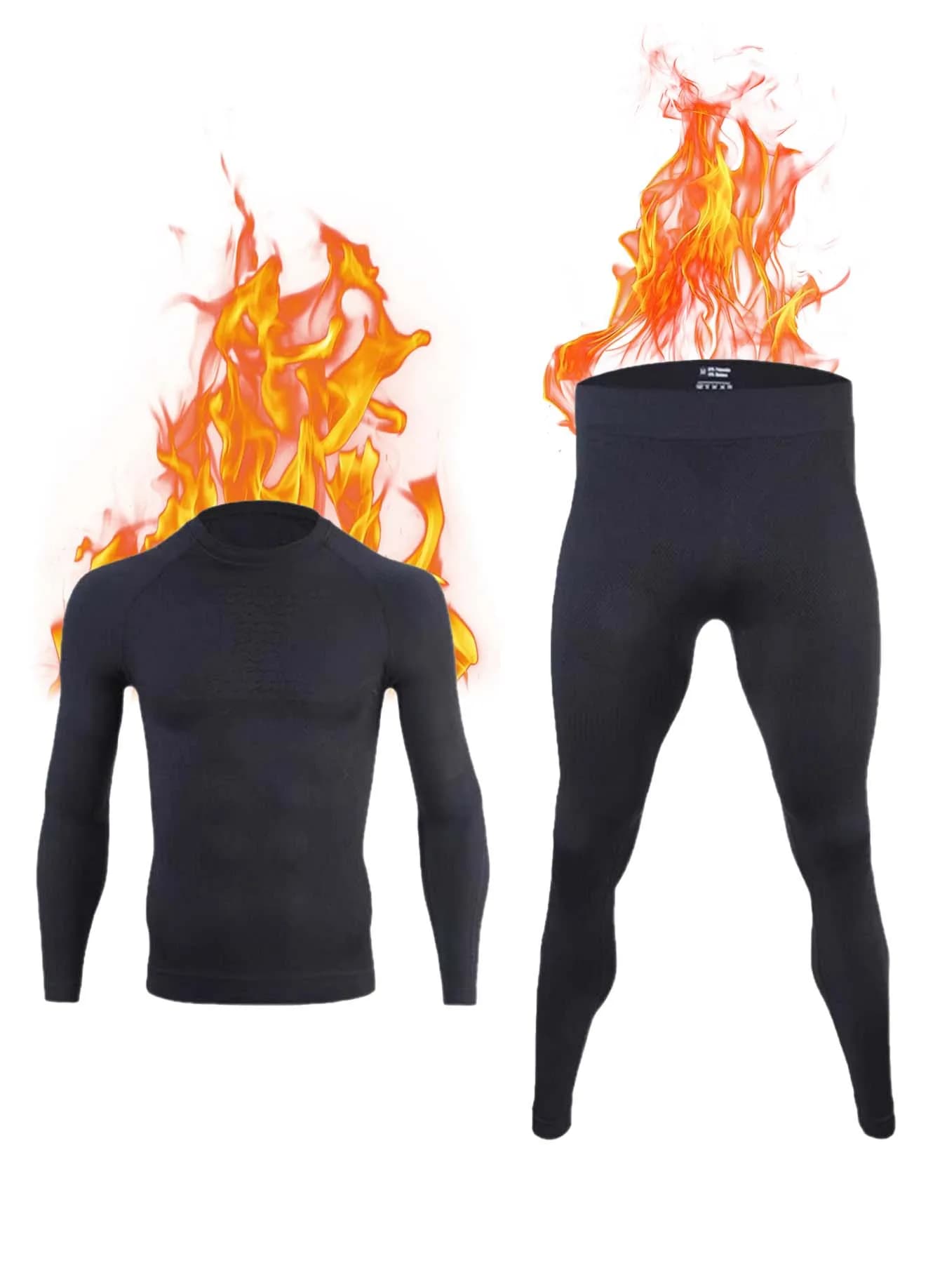 Set intimo termico da uomo, equipaggiamento da sci invernale, mutandoni lunghi, strato base, parte superiore e inferiore caldi per lo sci, nero