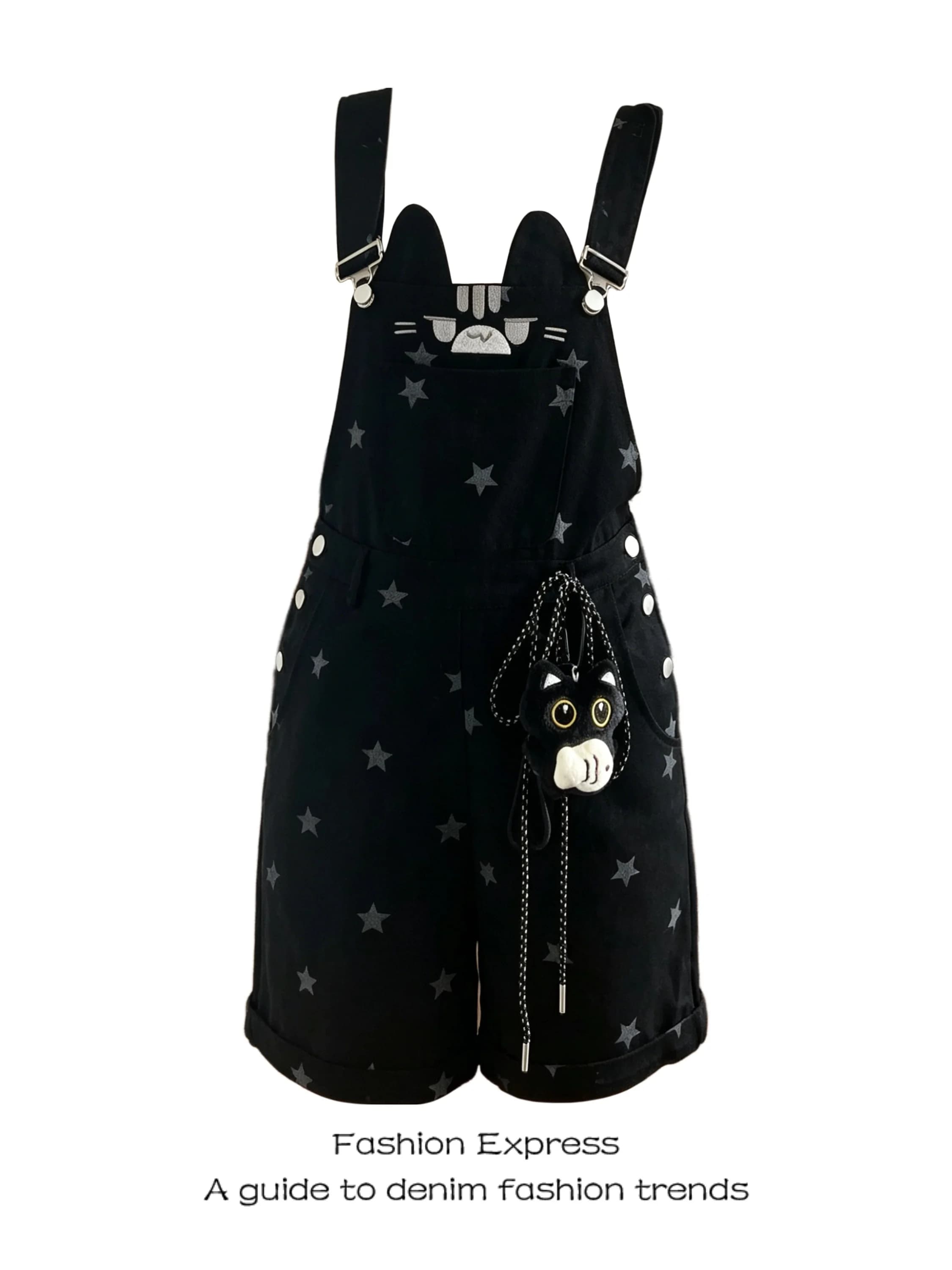 Salopette in denim a gamba dritta larga Star Baby Carrier da donna, estiva, vintage, stampata, casual, a vita alta, a gamba larga