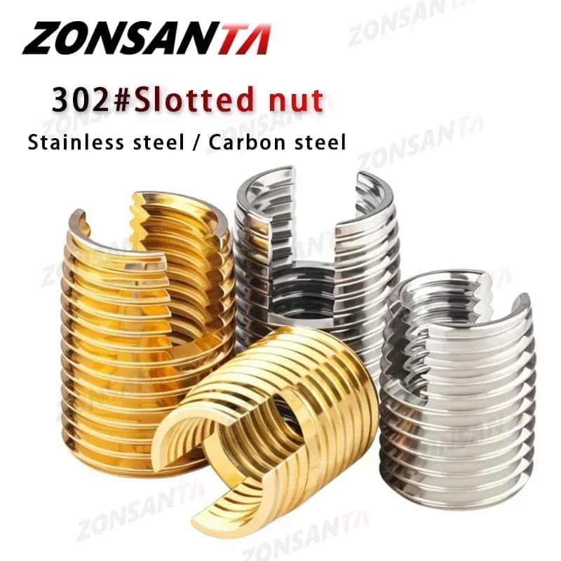M2 M2.5 M3 M4 M4.5 M5 M6 M8 M9 M10-M20 Inserto per riparazione filettatura in acciaio inossidabile/galvanizzato Dadi per viti autofilettanti con intaglio