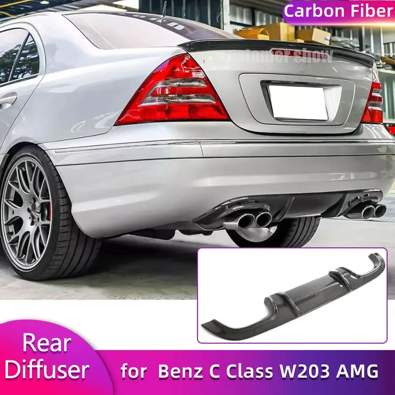 Carbon Fiber Rear Bumper Diffuser Lip Spoiler for Mercedes Benz C Class W203 AMG 2005-2007 Car Rear Diffuser Apron Lip Body Kit