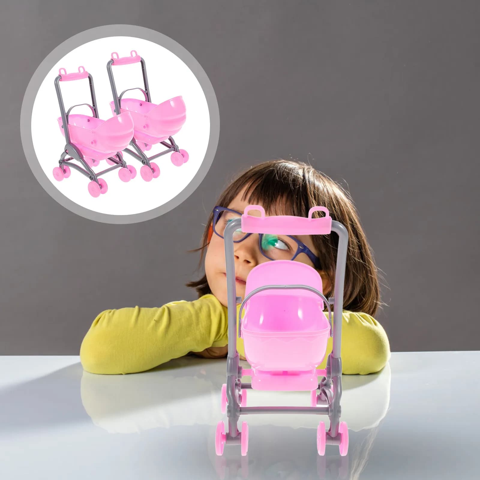 2 Pezzi Mini Carrozzina Giocattolo in Plastica, Simulazione Creativa per lo Sviluppo della Pazienza dei Bambini, Regalo Educativo e Divertente
