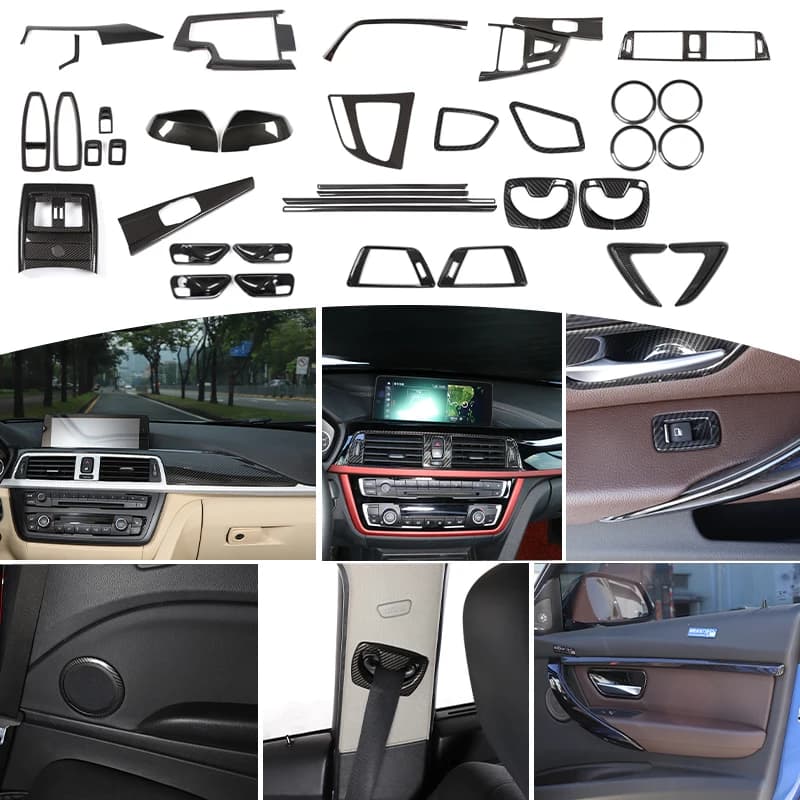 ABS Carbon Fiber Interior Trim Sticker kit For BMW 3 4 Series 3GT F30 F32 F34 Car Center Control Gear Shift Panel Cover Trim
