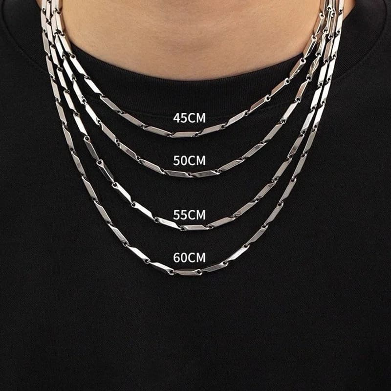 1Pcs Punk Hip-hop Fashion Link Chain Stainless Steel Necklace for Men Silver Color Male Jewelry Cadenas Para Hombre Accessories