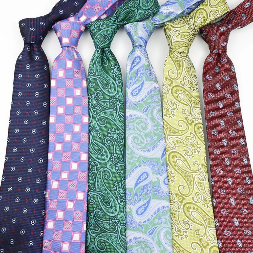 Cravatta da Uomo Paisley a Pois 8cm Verde Blu Rosso Nero Classica Elegante per Matrimoni Business Accessori Camicia Regali